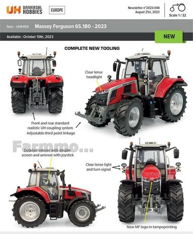 Massey Ferguson 6S.180 1:32  Universal Hobbies 2023  UH6459 