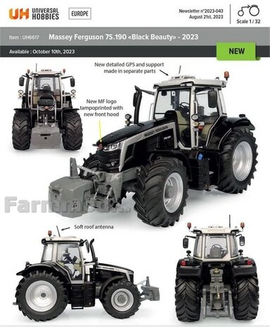 BLACK BEAUTY Massey Ferguson 7S.190 1:32 Universal Hobbies 2023 UH6617 