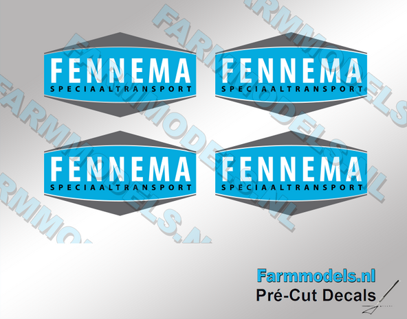 4x FENNEMA logo stickers 57 mm breed  Pr&eacute;-Cut Decals 1:32 Farmmodels.nl 