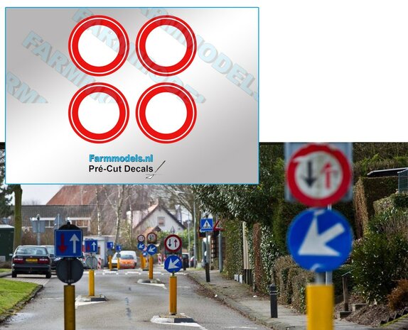 Verkeersbord -C01 - Gesloten voor alle verkeer, 4 stuks &Oslash; 25mm, Decals 1:32 Farmmodels.nl