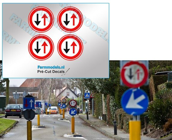 Verkeersbord - F05 - Tegenligger heeft voorrang - 4 stuks &Oslash; 19mm  Decals 1:32 Farmmodels.nl