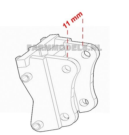 Snelwisselset Bouwkit / connector set 11 mm breed, o.a. voor JCB Britains / Komatsu ROS 1:32 (HTD)