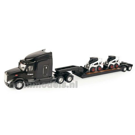 Peterbilt 579 with lowloader and 2 Die Cast Bobcat S450 Skidloaders ERTL 1:32 47368 