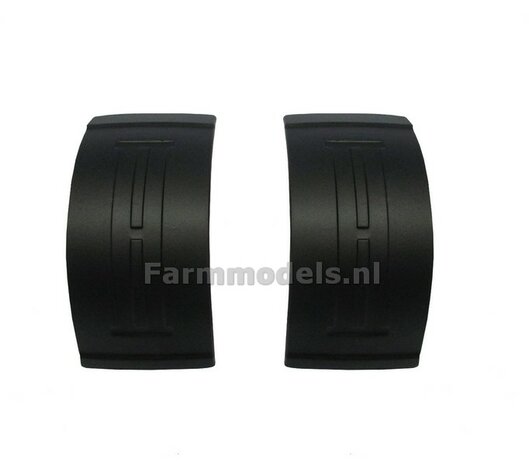 2x Zwarte spatborden 26 mm breed ZONDER STEUNEN Rubberlook universeel te gebruiken1:32