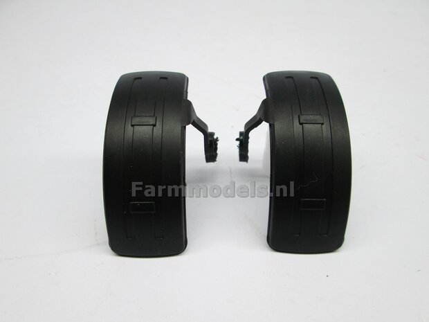 2x originele Zwarte spatborden 19.4 mm breed (Origineel item John Deere 7310 Wiking) universeel te gebruiken 1:32