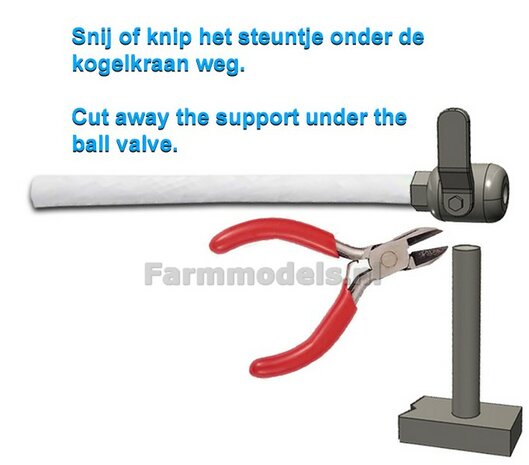 12x Kogelkranen met witte luchtleiding. Kogelkraantjes  t.b.v. leiding  &Oslash; 1 mm 1:32