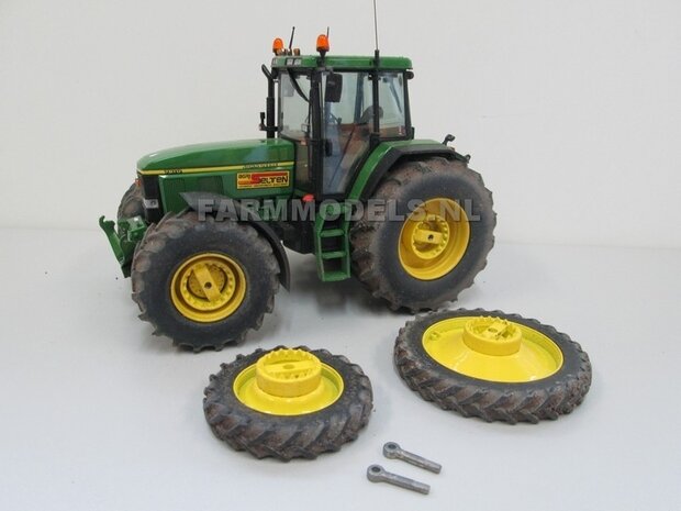 COMBI SET DUBBELLUCHT: 2x &Oslash; 48.9 mm + 2x &Oslash; 63.5 mm: DUBBELLUCHT WIELEN SET + MOLCON koppelringen + wartels ZILVERGRIJS Gespoten geleverd 1:32  NB2B  SUPERSALE