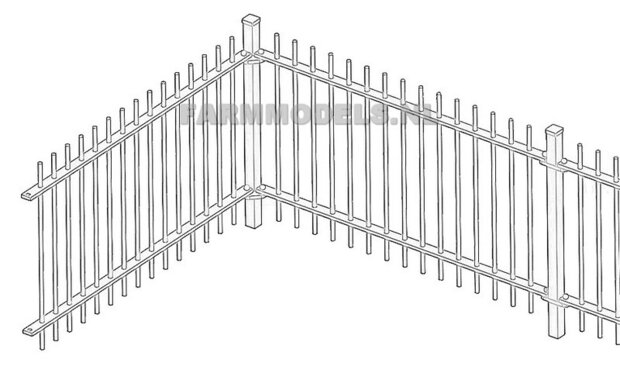 (Hoek) Paal Hekwerk bedrijf bouwkit, 61 mm hoog 1:32