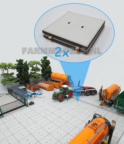 2x Stelconplaten afm. 62.5 x 62.5 x 4 mm  Farmmodels Editie 1:32  