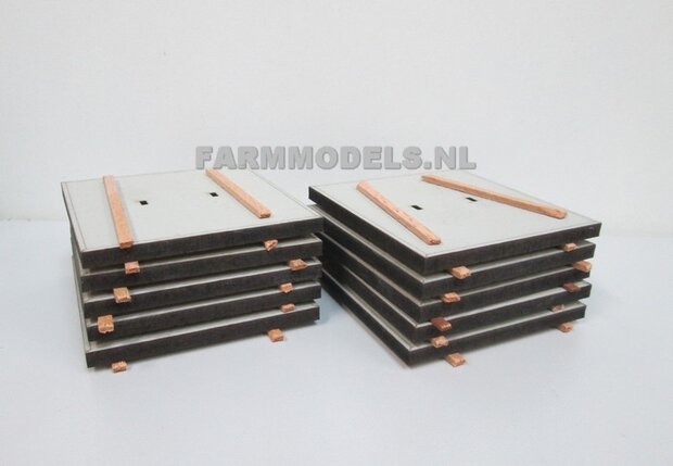 10x Stelconplaten afm. 62.5 x 62.5 x 4 mm  Farmmodels Editie 1:32 