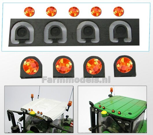 5x losse Toplichtjes ORANJE + 4x losse zwarte beugels  1:32   