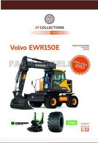 Volvo EWR150E kraan NOKIAN banden + Tiltrotator S6/S60 snelwissel + bak + FREE GIFT STICKERSET (verboden) 1:32  3200100 