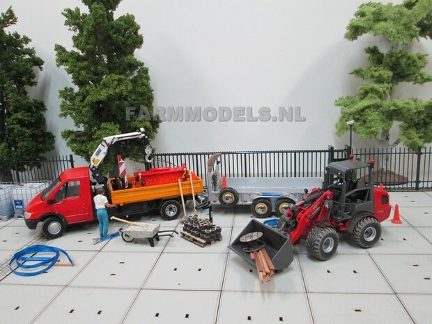 Snelwisselset BOUWKIT t.b.v. Mini shovel (Weidemann Siku), incl. 2 extra lippen 1:32 (HTD)