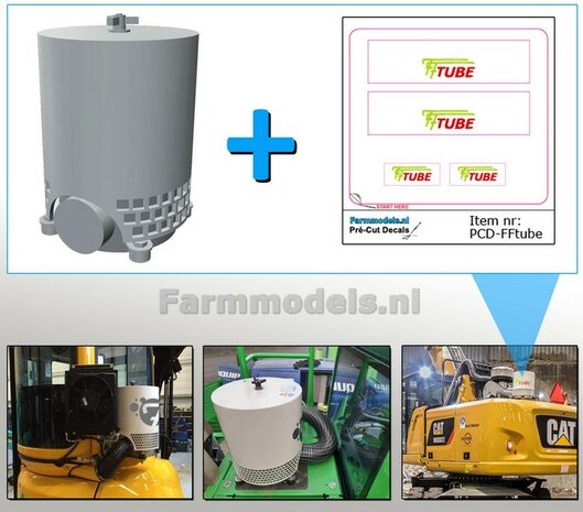 Overdruk filter/ Lucht Filter TYPE 3 in ONBEHANDELD GRIJS RESIN INCL. STICKERSET Euroquip geleverd  afm. &Oslash; 10.9 mm x 14.6 mm  1:32 