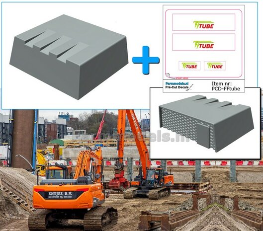 Overdruk filter/ Lucht Filter in GRIJS RESIN INCL. STICKERSET Equip  TYPE 5  afm. 22.1 mm x 17.7 x 7.1mm ONBEHANDELD geleverd 1:32 