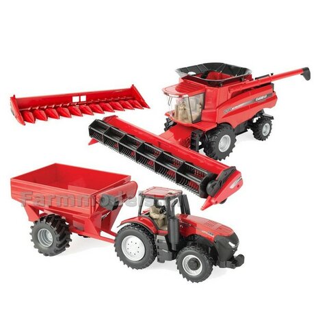 Case IH havesting set AFS 8230, Magnum 380 met graan aanhanger   ERTL 1:32 47357