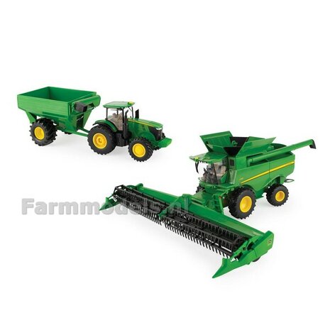 John Deere harvesting set met S780 combine en 7R240 + graantrailer ERTL 1;32  47358