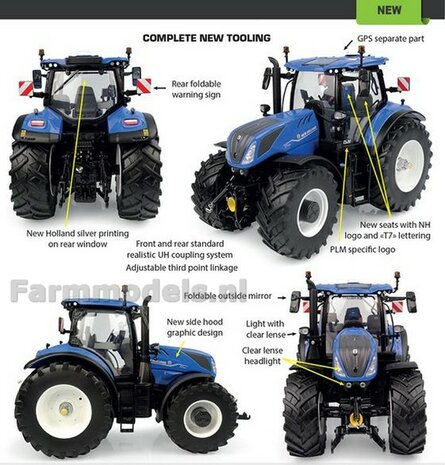 New Holland T7.300 Auto Command-2023  + FREE GIFT VOORRUIT STICKERSET 1:32 UH6604    