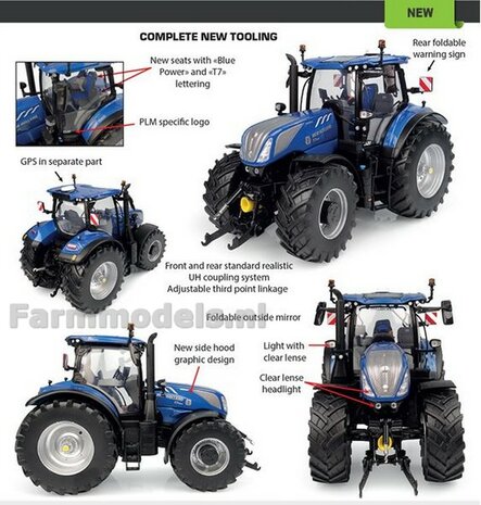 BLUE POWER New Holland T7.300 Auto Command-2023 + FREE GIFT VOORRUIT STICKERSET  1:32 UH6491    