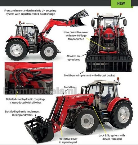 Massey Ferguson 5S.115 + FL.4121 voorlader + FREE GIFT VOORRUIT STICKERSET 1:32 Universal Hobbies UH6603    EXPECTED    