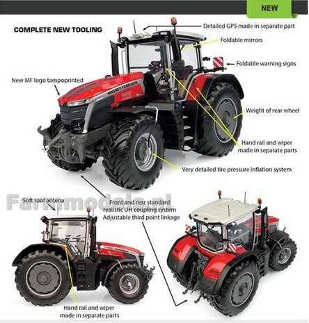 Massey Ferguson 9S.425 + FREE GIFT VOORRUIT STICKERSET 1:32 UH6426    