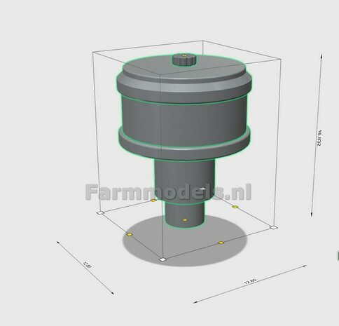 Cycloon filter/ Lucht (voor) filter DELUXE, GROTE uitvoering, zwart kunststof met bedrukte transparante kap 1:32                          