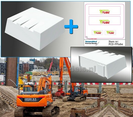 Overdruk filter/ Lucht Filter in WIT HOOGGLANS INCL. STICKERSET EGUIP geleverd TYPE 5  afm. 22.1 mm x 17.7 x 7.1mm  1:32 