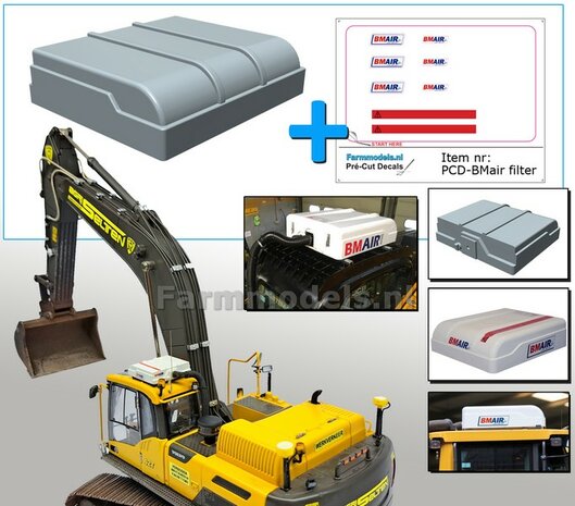 Overdruk filter/ Lucht Filter in GRIJS RESIN geleverd  TYPE 4 INCL. STICKERSET BM AIR  afm. 27 mm x 23.6 x 7mm  ONBEHANDELD geleverd 1:32 