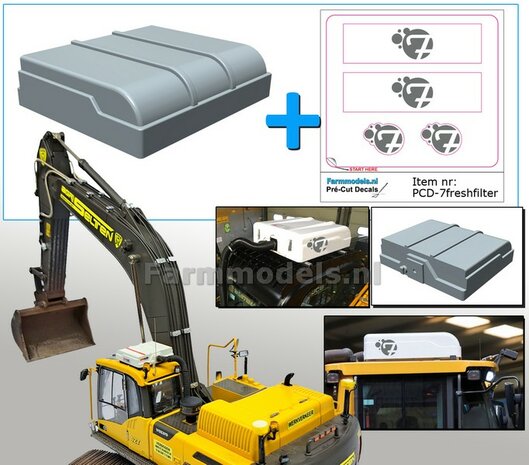 Overdruk filter/ Lucht Filter in GRIJS RESIN geleverd  TYPE 4 INCL. STICKERSET 7FReshfilter  afm. 27 mm x 23.6 x 7mm  ONBEHANDELD geleverd 1:32 