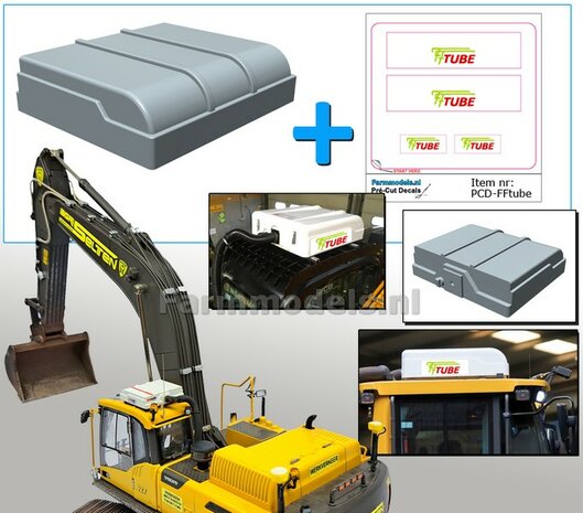 Overdruk filter/ Lucht Filter in GRIJS RESIN geleverd  TYPE 4 INCL. STICKERSET Euroquip  afm. 27 mm x 23.6 x 7mm  ONBEHANDELD geleverd 1:32 