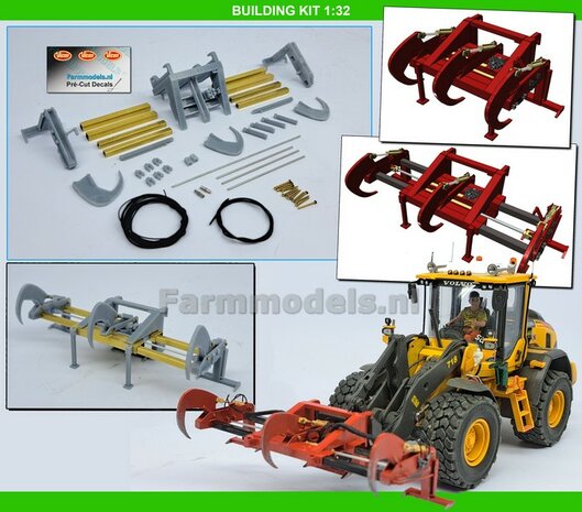 BOUWKIT: Vicon pakkenklem uitschuifbaar, geschikt voor o.a. snelwissel koppeling 510005 t/m 510095 &amp; Volvo VAB-STD van AT &amp; Claas Torion/ Liebherr L 556 van Wiking modellen  1:32 