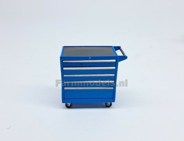 Gereedsschap Trolly BLAUW met 5 losse lades, handgeschildert SMALLE UITVOERING geleverd incl. 6 losse gereedschaps stickervelletjes  1:32