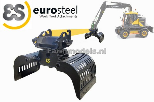 EUROSTEEL SORTEERGRIJPER ES SSG-600-ZD Xtra past aan snelwissel/ Tiltrotator S6/S60 1:32  AT3200105   