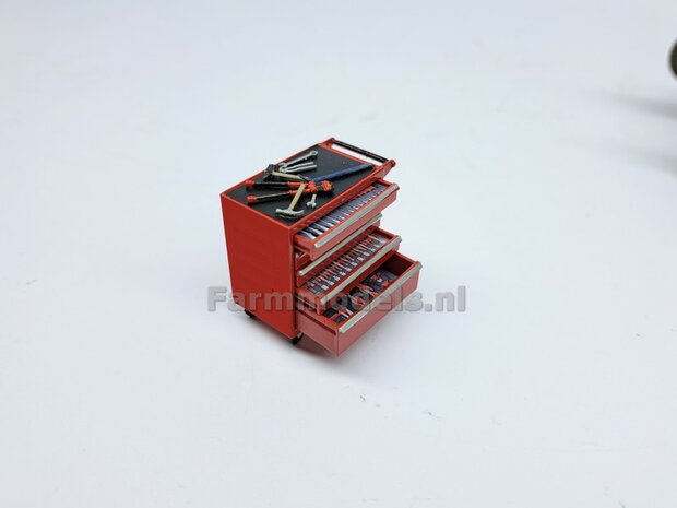 BOUWKIT Gereedsschap Trolly DICHTE versie met 1 OPEN LADE GRIJS RESIN BREDE uitvoering   1:32