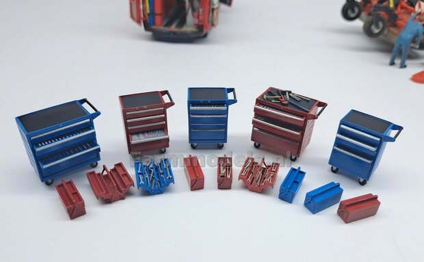 Gereedsschap Trolly ROOD handgeschildert SMALLE UITVOERING 1:32