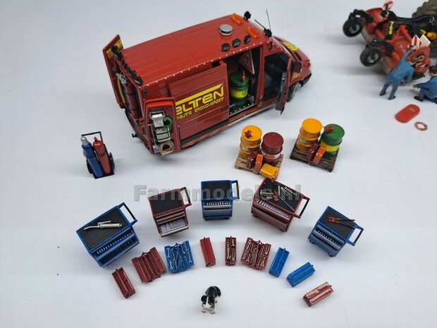 Gereedsschap Trolly ROOD handgeschildert SMALLE UITVOERING 1:32