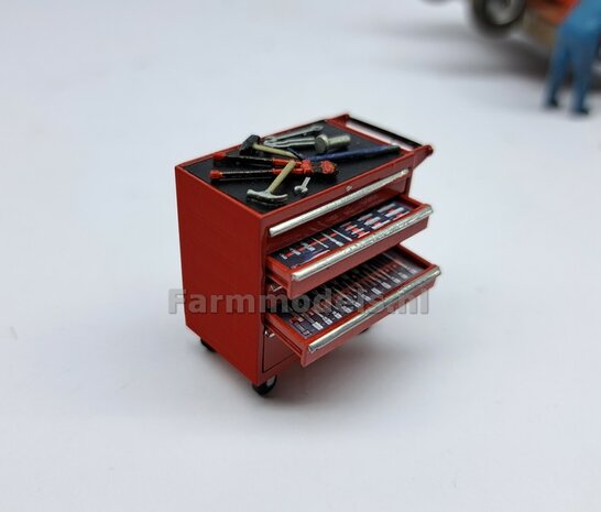 Gereedsschap Trolly ROOD handgeschildert SMALLE UITVOERING 1:32