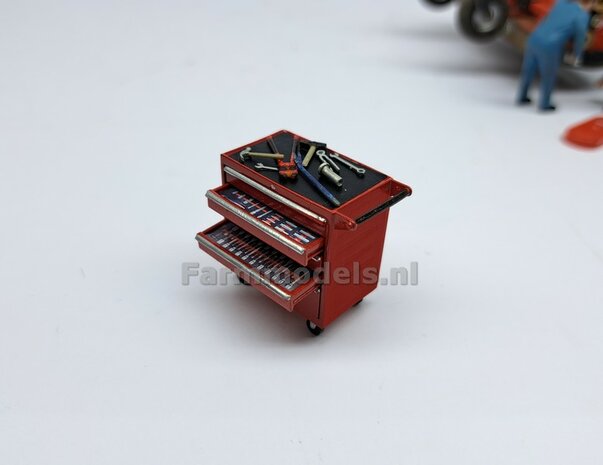 Gereedsschap Trolly ROOD handgeschildert SMALLE UITVOERING 1:32