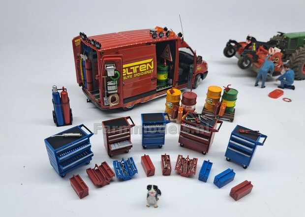 Gereedsschap Trolly ROOD handgeschildert SMALLE UITVOERING 1:32