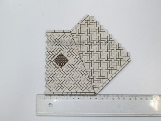 Klinkerweg bochtstuk links met put deksel 45* graden Farmmodels editie 1:32