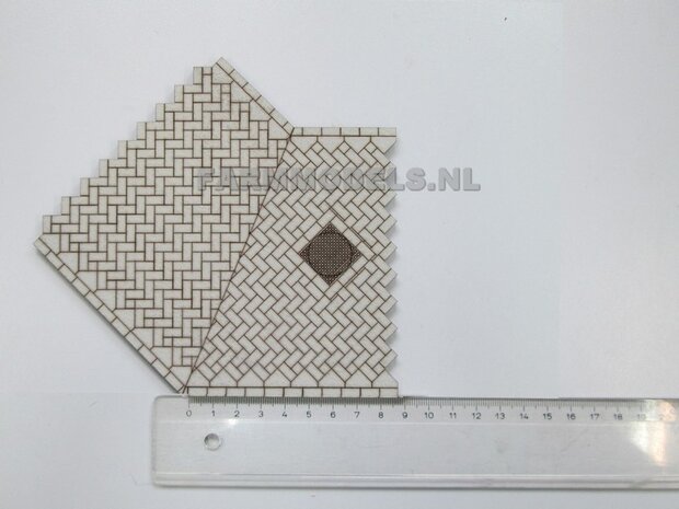 Klinkerweg bochtstuk rechts met put deksel 45* graden Farmmodels editie 1:32