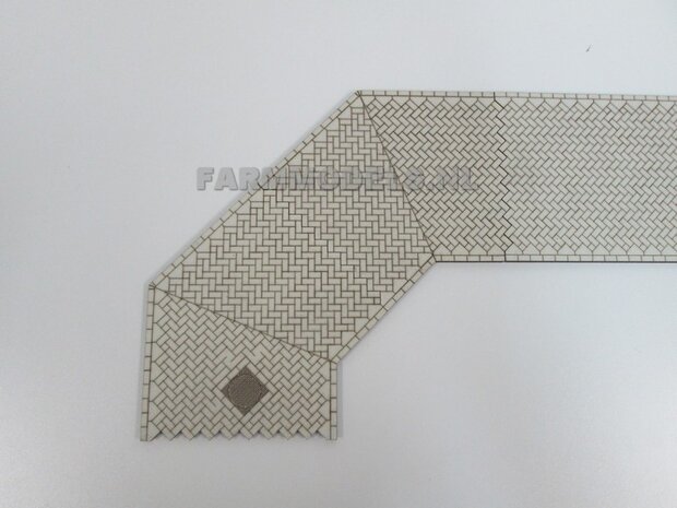 Klinkerweg bochtstuk rechts met put deksel 45* graden Farmmodels editie 1:32