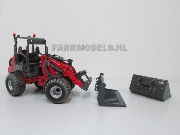 Puinriek bakje handgebouwd t.b.v. snelwissel set nr. 50300-50325 Mini shovel (Weidemann Siku), 1:32 