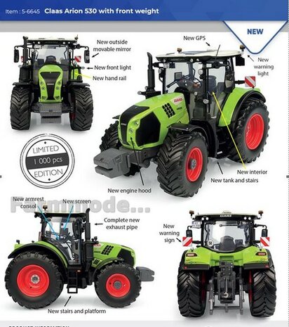 Claas Arion 530 met frontgewicht LIMITED EDITION 1000st. UH 1:32 6645    