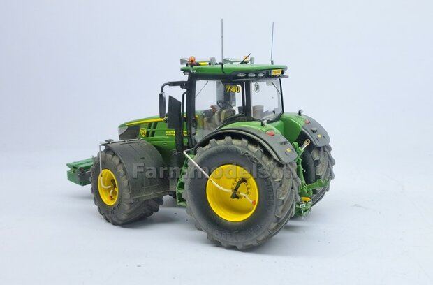&Oslash; 53.5 x 32.3 mm: JD 7310R: 2x Michelin Mega X Bib Banden + ALUMINIUM velgen JOHN DEERE GEEL gespoten   1:32    Farmmodels Custom Line Series