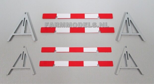 2x Verdrijvings bord met 4 borden &amp; 4 Voetstukken + 8x Pr&eacute;-Cut decals t.b.v. afzetting werkzaamheden BOUWKIT 1:32                    