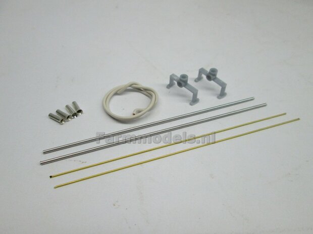 Luchtdrukwisselsysteemset GRIJS 2x beugels (voor-) as 6 mm x 13.5 mm, geleverd incl. slangen, koppelingen etc. 1:32                  
