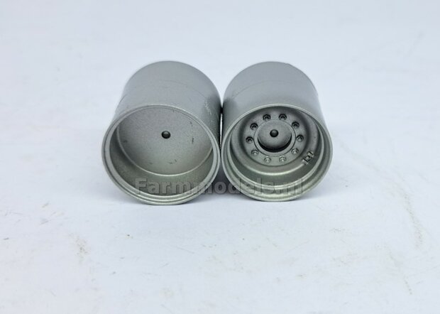 &Oslash; 24,5mm: 2x ALUMINIUM METALIC gespoten RESIN Velgen ZONDER de Vredestein Flotation Pro Banden  1:32   Farmmodels Premium Line Series  