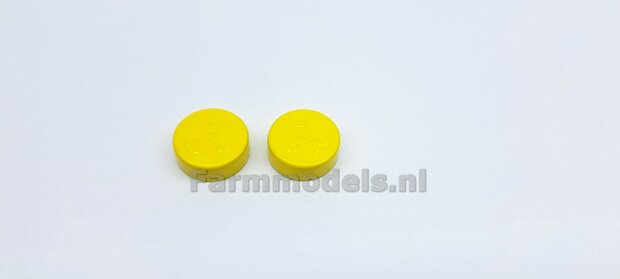 2x Eindvertragingen/ Planeetkappen JOHN DEERE 8R t.b.v. Vooras velgen &Oslash; 14.1mm  RESIN  JD GEEL Gespoten Geleverd  1:32  Farmmodels Premium Line Series   