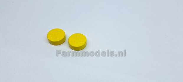 2x Eindvertragingen/ Planeetkappen JOHN DEERE 8R t.b.v. Vooras velgen &Oslash; 14.1mm  RESIN  JD GEEL Gespoten Geleverd  1:32  Farmmodels Premium Line Series   